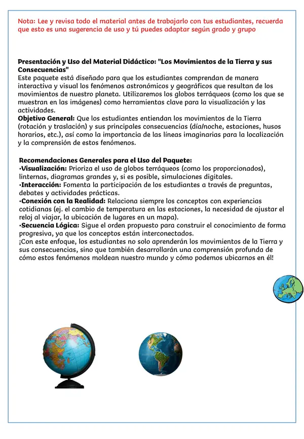 UNIDAD DIDÁCTICA MOVIMIENTOS DE LA TIERRA Y SUS "CONSECUENCIAS"