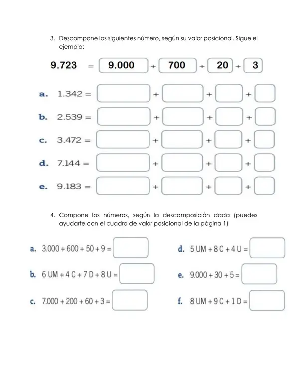 Guía de trabajo - matemáticas 4to básico