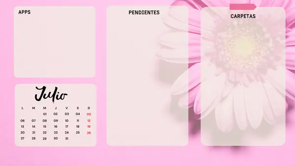 Fondo de Pantalla Organizador para PC – Apps, Carpetas y Pendientes + Calendario Mensual