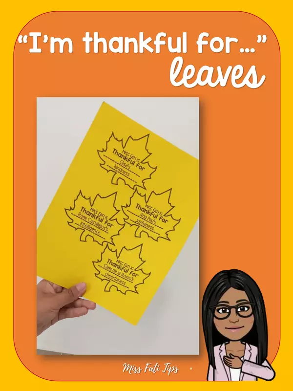 "I am thankful for" leaves (material impreso)