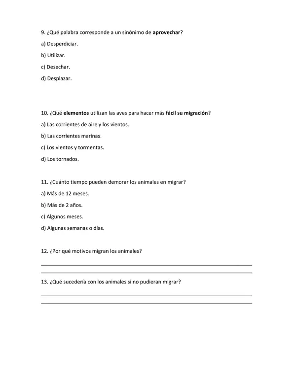 Evaluación informal tercero básico"