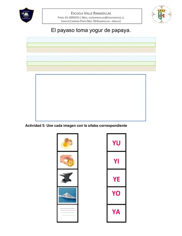 Guía de Aprendizaje letra Y 1° Básico