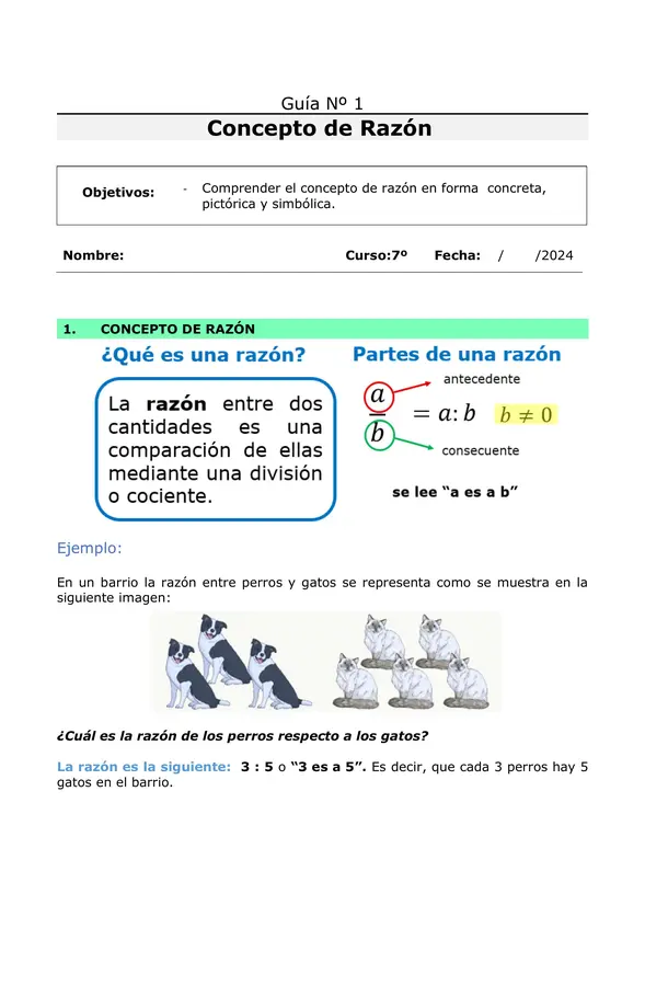 Introducción al concepto de razón