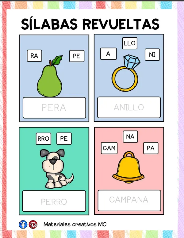 FICHAS DE SÍLABAS REVUELTAS