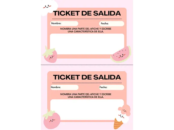 Ticket de salida sobre el afiche