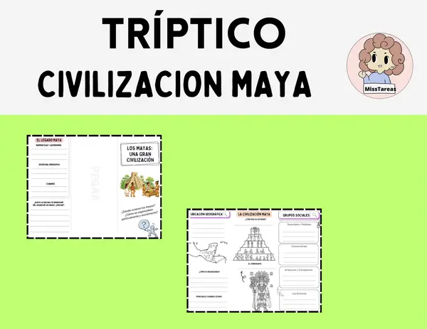 Tríptico Maya para completar – Imprime, escribe y colorea