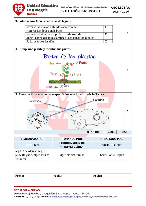 EVALUACIONES DIAGNOSTICAS DE CUARTO DE BASICA 