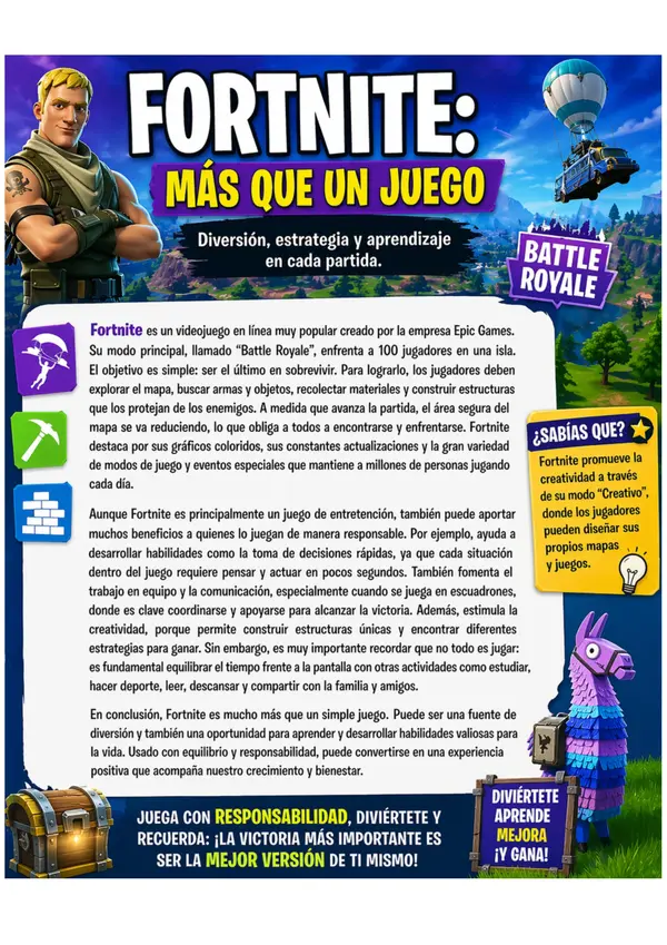 Guía de Comprensión Lectora y Atención – Fortnite