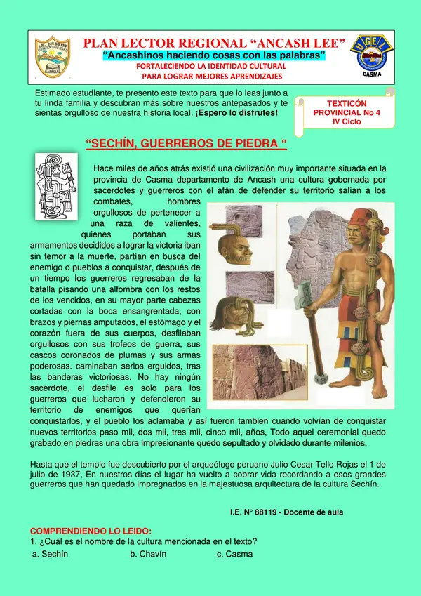 "Lectura: Sechin , guerreros de piedra"