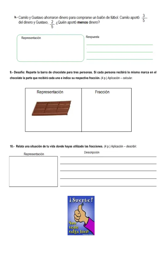 Prueba Fracciones Tercero Básico