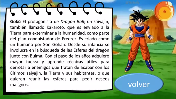 Ruleta de lectura, temática Dragon Ball