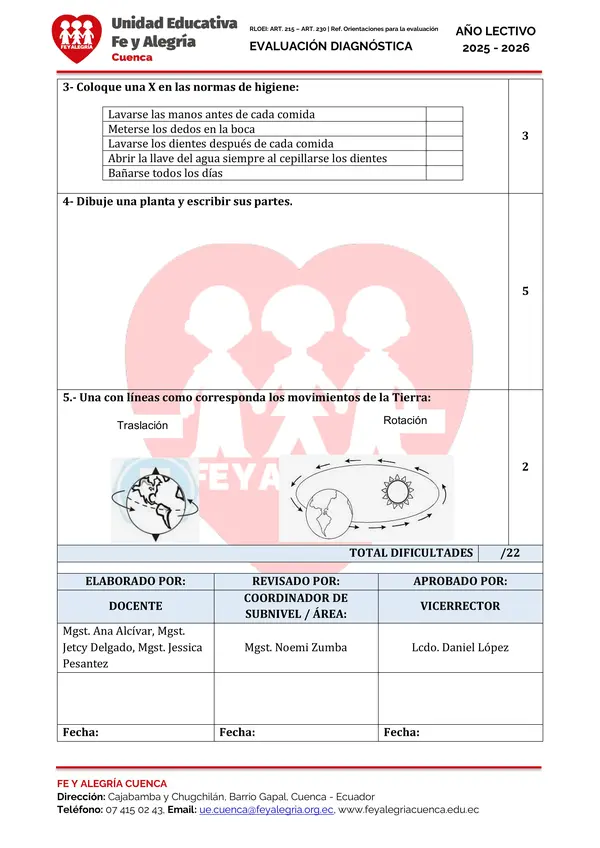 EVALUACIONES DIAGNOSTICAS DE CUARTO DE BASICA 