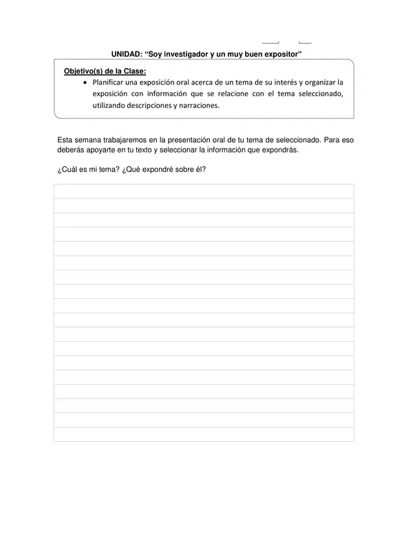 Guia de Lenguaje y Comunicacion 6 Basico: Planificar una exposición oral acerca de un tema de