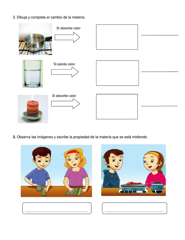 Guía de ciencias "Propiedades de la materia" 4° básico.