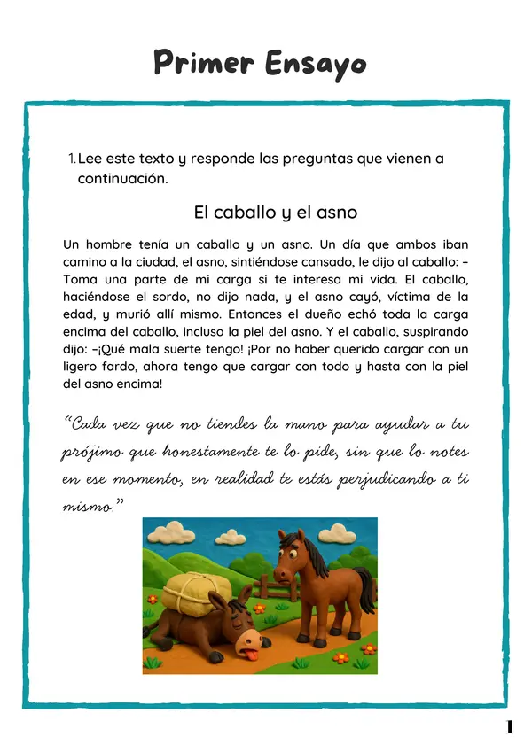 Ensayo de Lenguaje 4° Básico + Hoja de Respuestas y Pauta