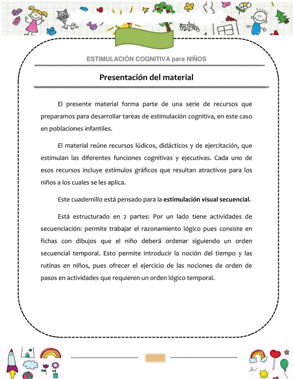 Cuadernillo de estimulación cognitiva niños desde 6 a 12 años