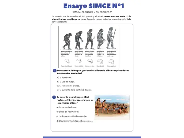 Ensayo SIMCE Historia 8° Básico Año 2025