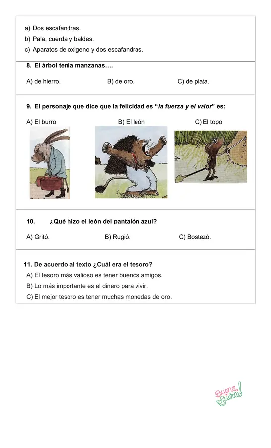 Prueba del libro "Vamos a buscar un tesoro"