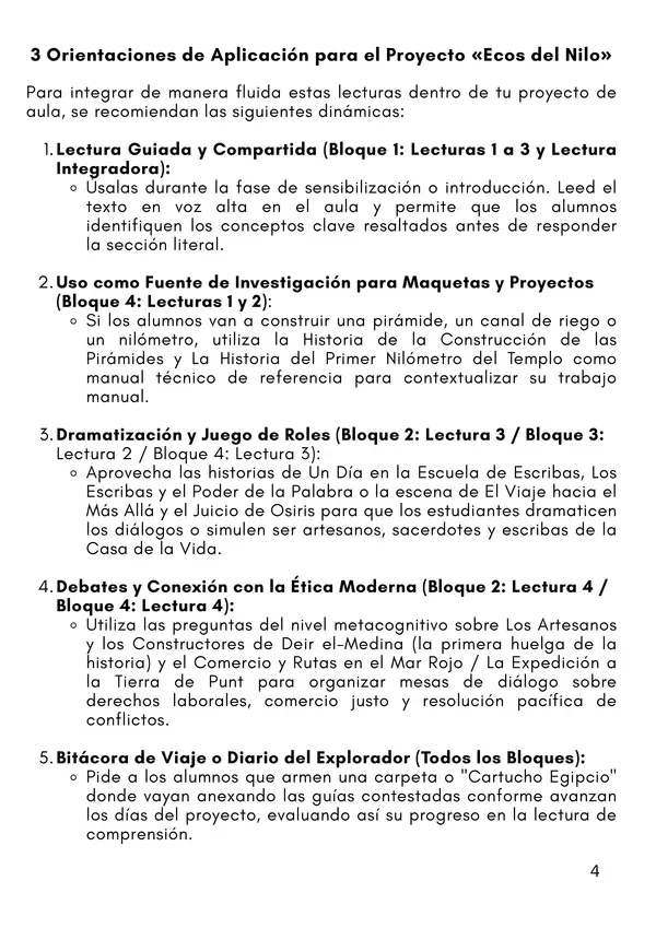 Proyecto Ecos del Nilo: Cuadernillo de Lecturas y Comprensión Lectora 