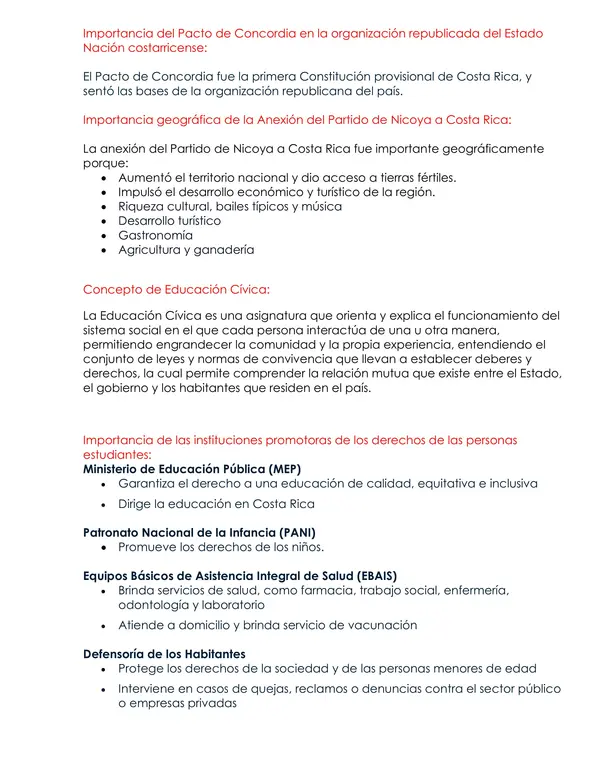Resumen de Estudios Sociales para la Prueba Estandarizada MEP 2025