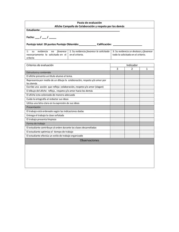 Pauta evaluación AFICHE