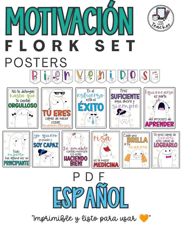 BANNER BIENVENIDOS + POSTERS MOTIVACIONALES - FLORK SET