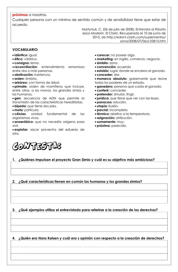 Guía de trabajo - Entrevistas reflexión y análisis - 8° 