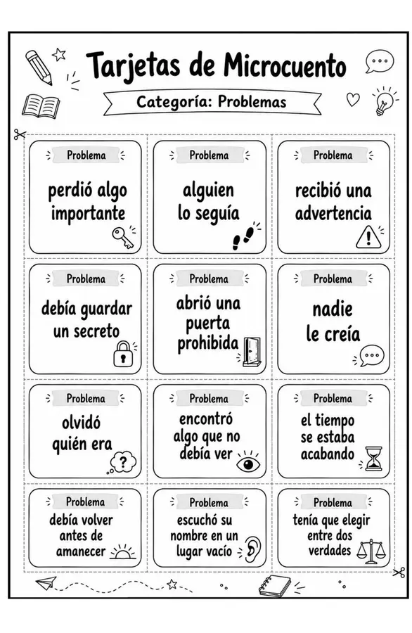 Desafío de Microcuentos: recurso imprimible para Lengua y Literatura