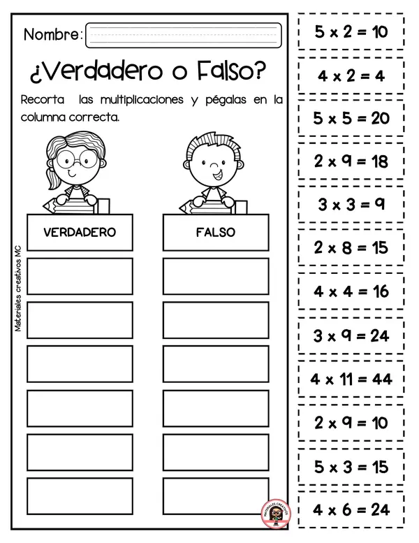 ACTIVIDADES PARA REPASAR LAS TABLAS DE MULTIPLICAR 