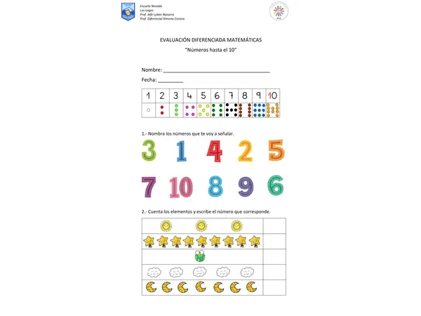 Evaluación numeros 1 al 10