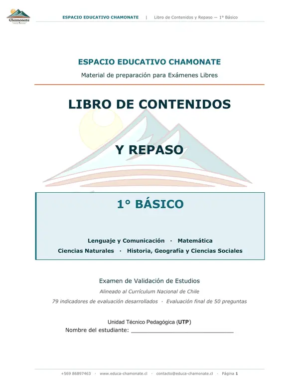 Material de preparación para Exámenes Libres 1º Básico 