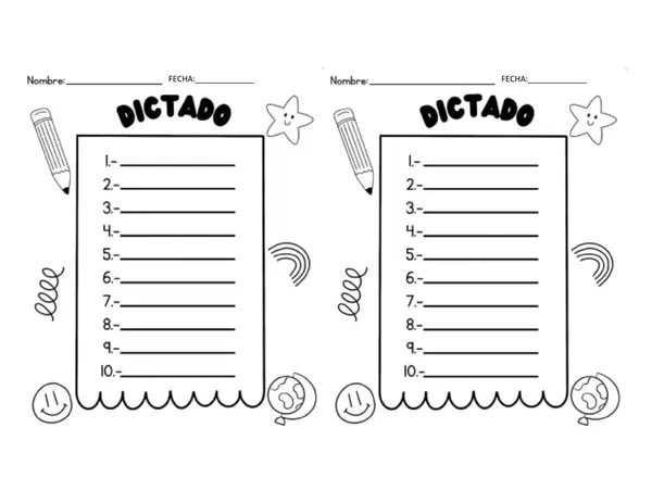 plantilla para realizar dictados en educación parvularia y básica
