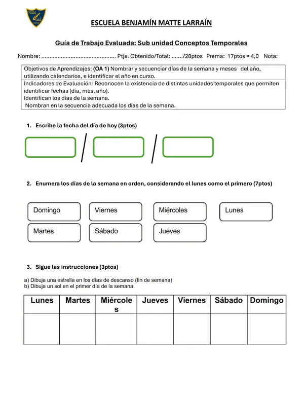 Guía de trabajo unidades temporales primero básico