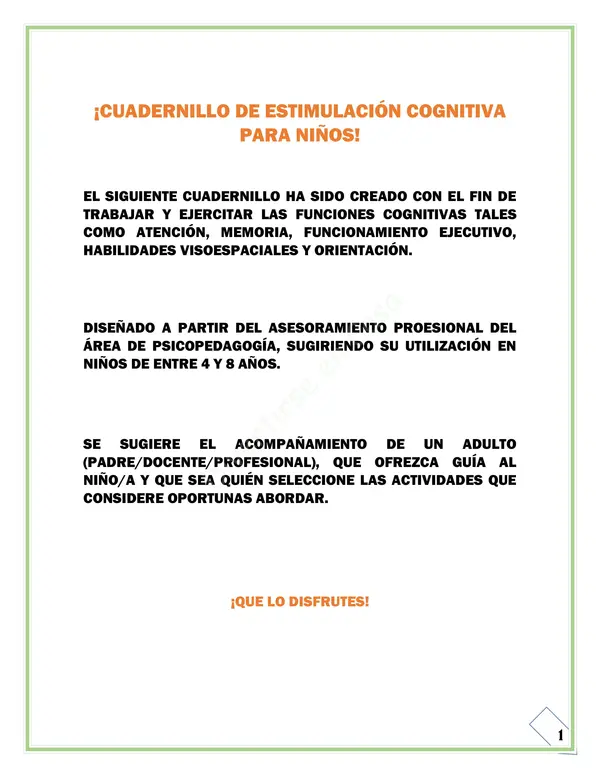 Estimulación cognitiva en niños 1