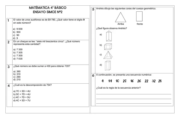 simce matemática editable