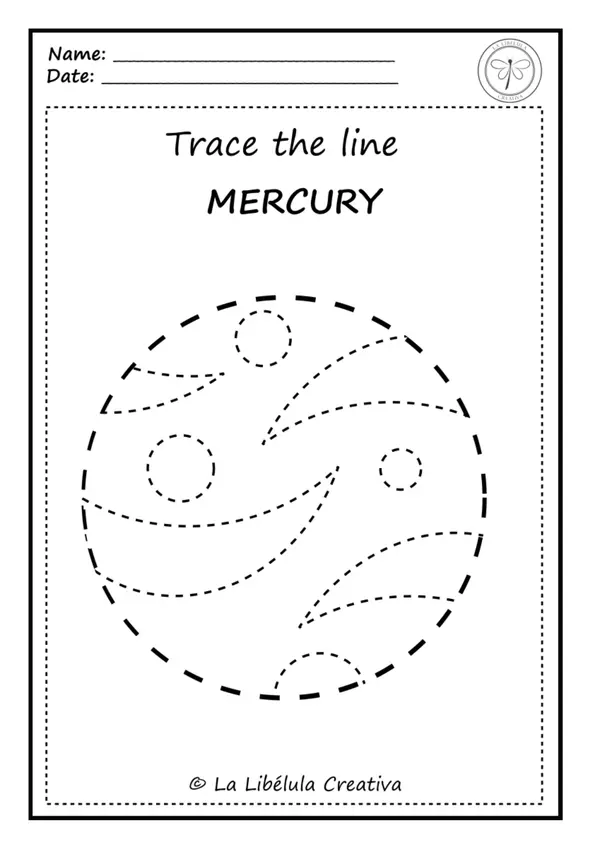 Worksheets Tracing Activities The Solar System Planets Fine motor