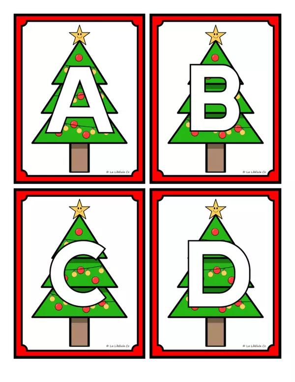 Flash Cards The Alphabet Christmas Tree Tarjetas El Abecedario Navidad
