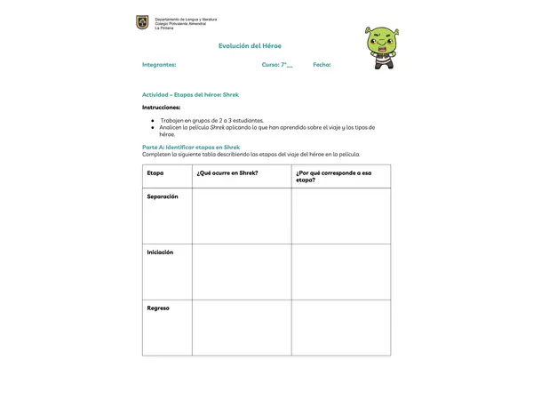 Guía de trabajo "Etapas del héroe"