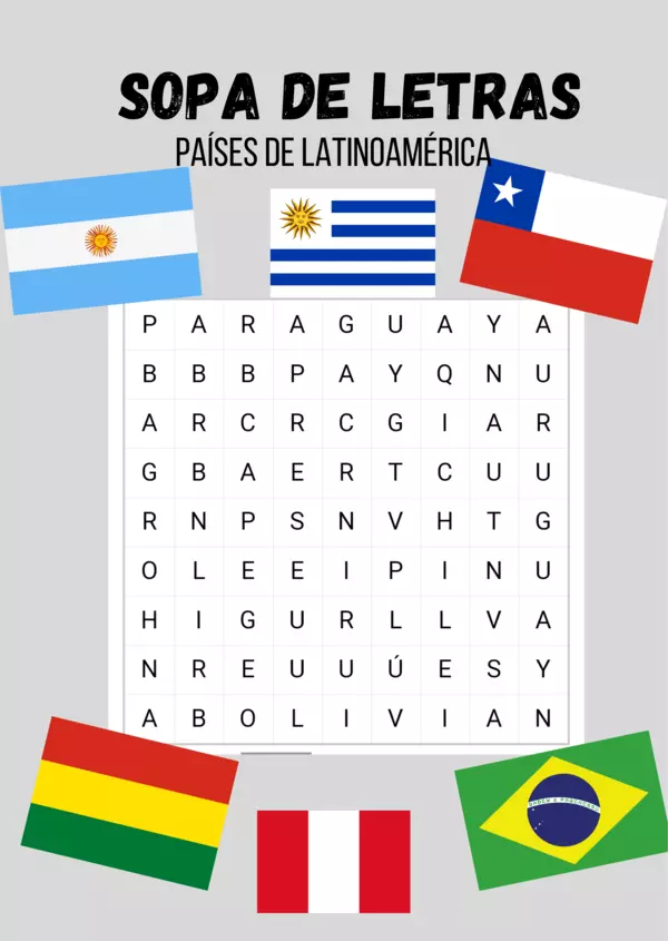 SOPA DE LETRAS "Países de Latinoamérica"