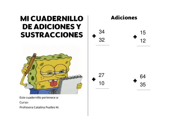 Mini cuadernillo Adiciones y Sustracciones