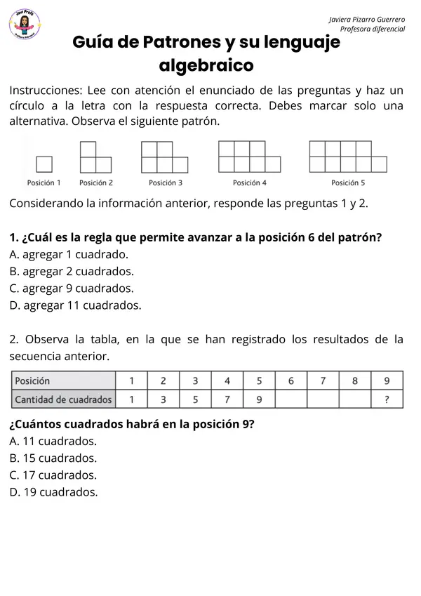 Guía de patrones y lenguaje algebraico