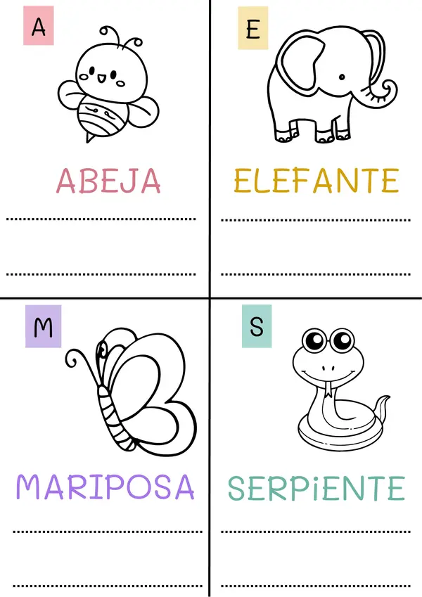 Mini-libro: Aprendo las letras con animales tiernos