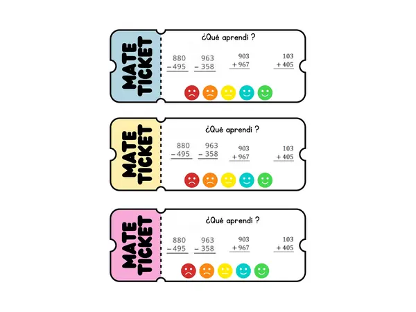 Ticket de salida adición y sustracción con reservas 