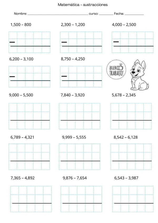 Restas y problemas matemáticos hasta 10.000 | Matemática