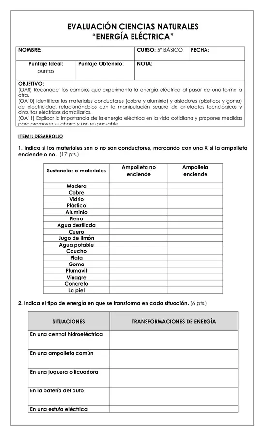 Prueba - Energía eléctrica 