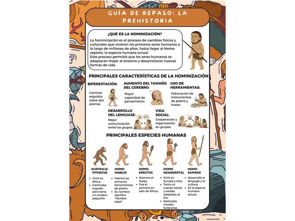 Guía de repaso: La Prehistoria