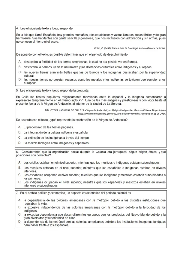 ENSAYO SIMCE de Historia, Geografía y Ciencias Sociales (8° básicos)