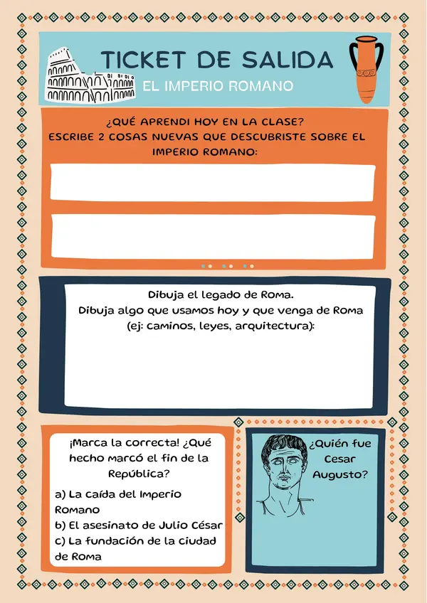 Ticket de salida Imperio Romano