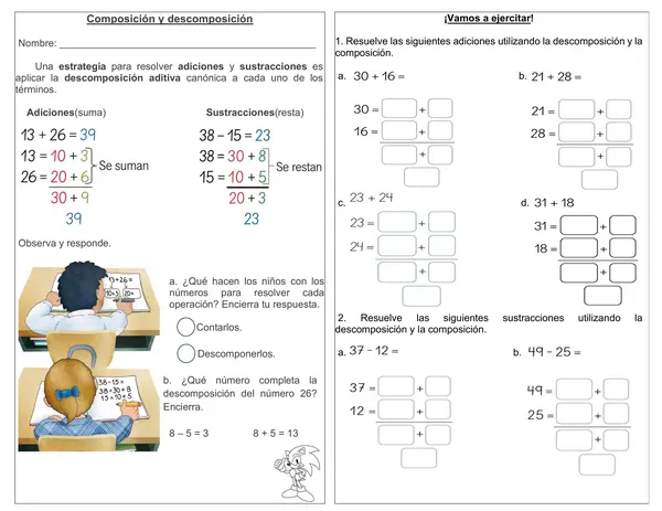 Guía 1° básico "Composición y descomposición aditiva hasta 50"