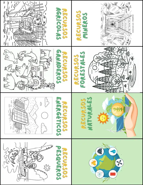 Minilibro "Recursos Naturales" para colorear